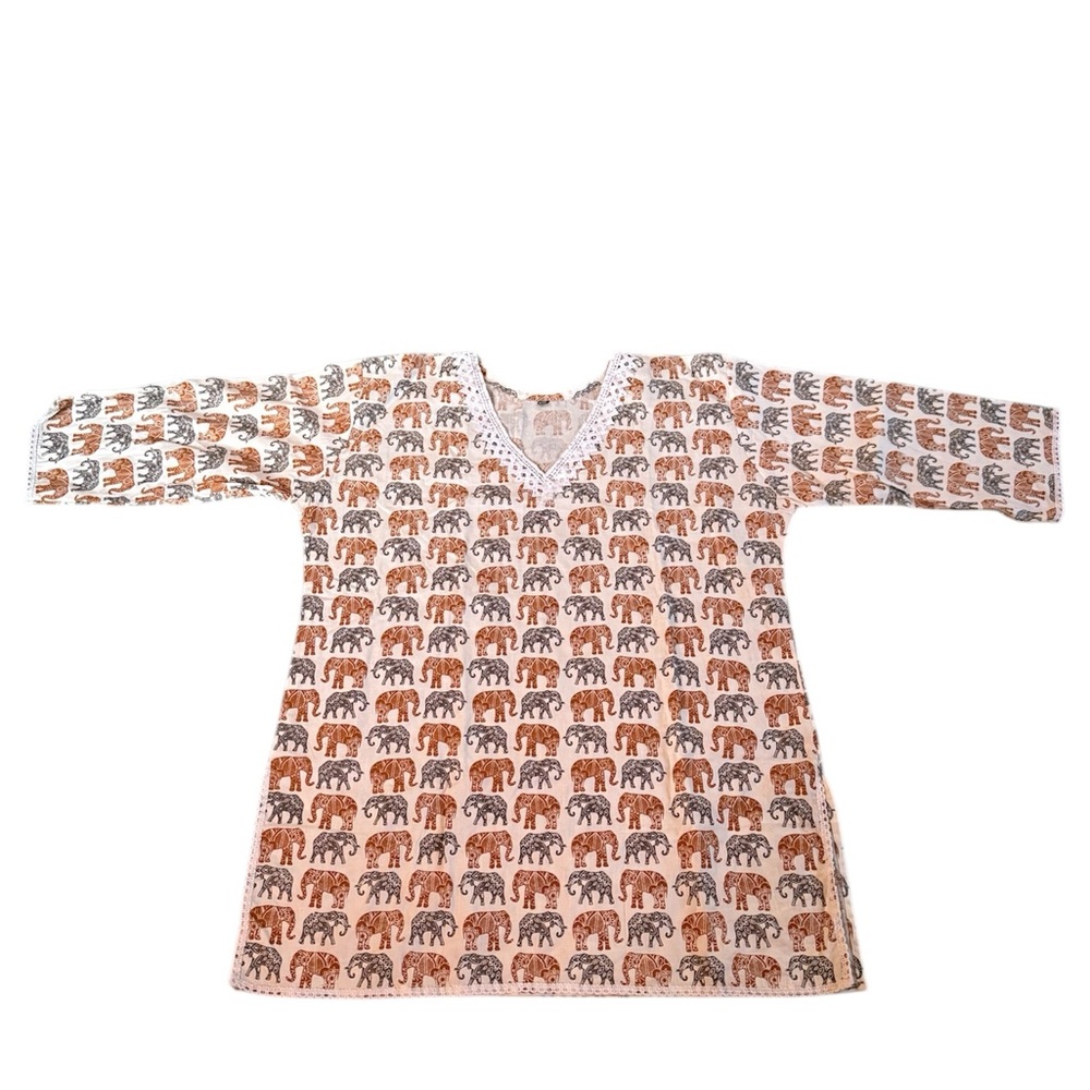 Brand New Elephant Print Cotton Kurta Top XXXL